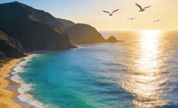 2026/01/31早安海乾威：曦光漫洒，飞鸟逐浪    